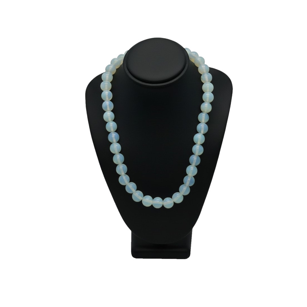 Vintage-Style Opalite 18" Beaded Necklace with 925 Sterling Silver Clasp